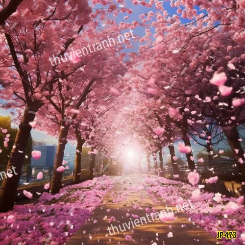 Tranh dán tường hoa anh đào-JP-473 - Tranh tường chất lượng cao